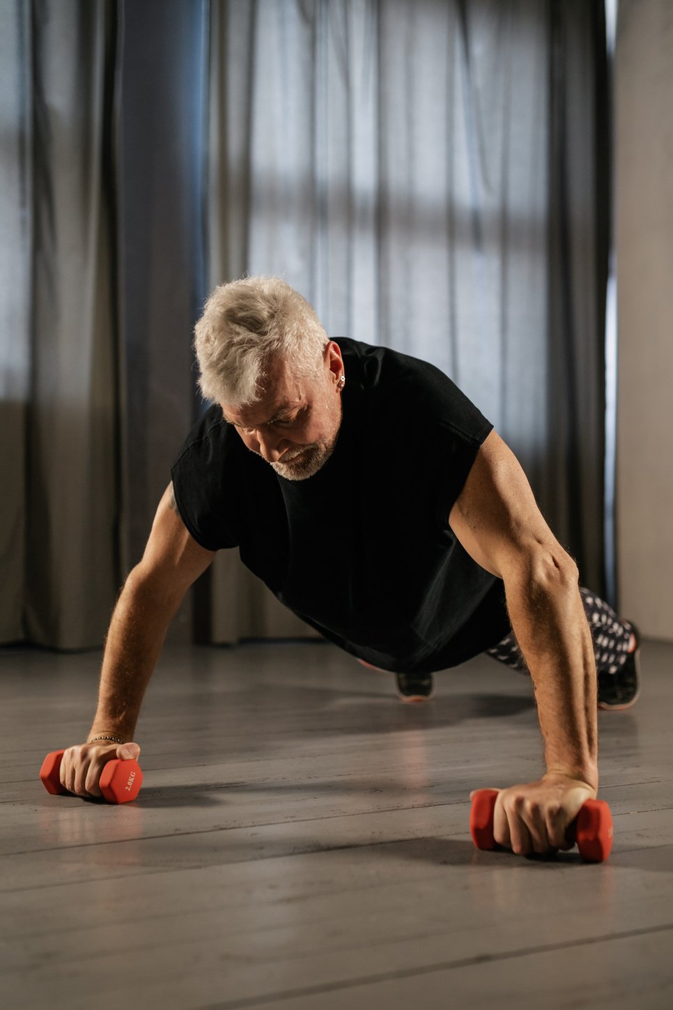 Elderly Man Doing Push-Ups